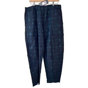 Designer Ruti Distressed Check Gemini Relaxed Fit Pants Black & Green Size L